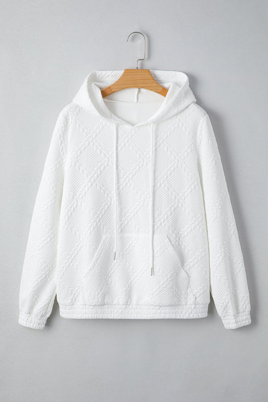 Cable Lattice Textured Kangaroo Pocket Hoodie