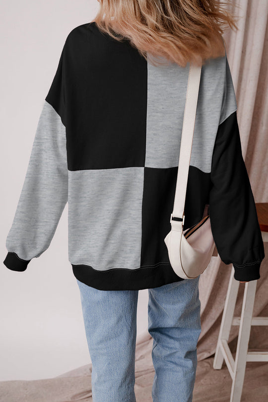 Colorblock Crewneck Henley Sweatshirt