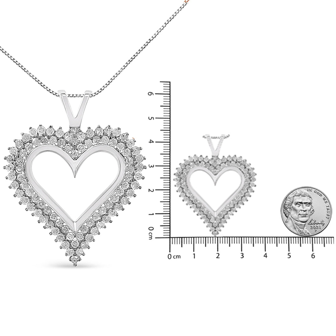 .925 Sterling Silver Diamond Heart 18" Pendant Necklace (I-J Color, I2-I3 Clarity) by Haus of Brilliance