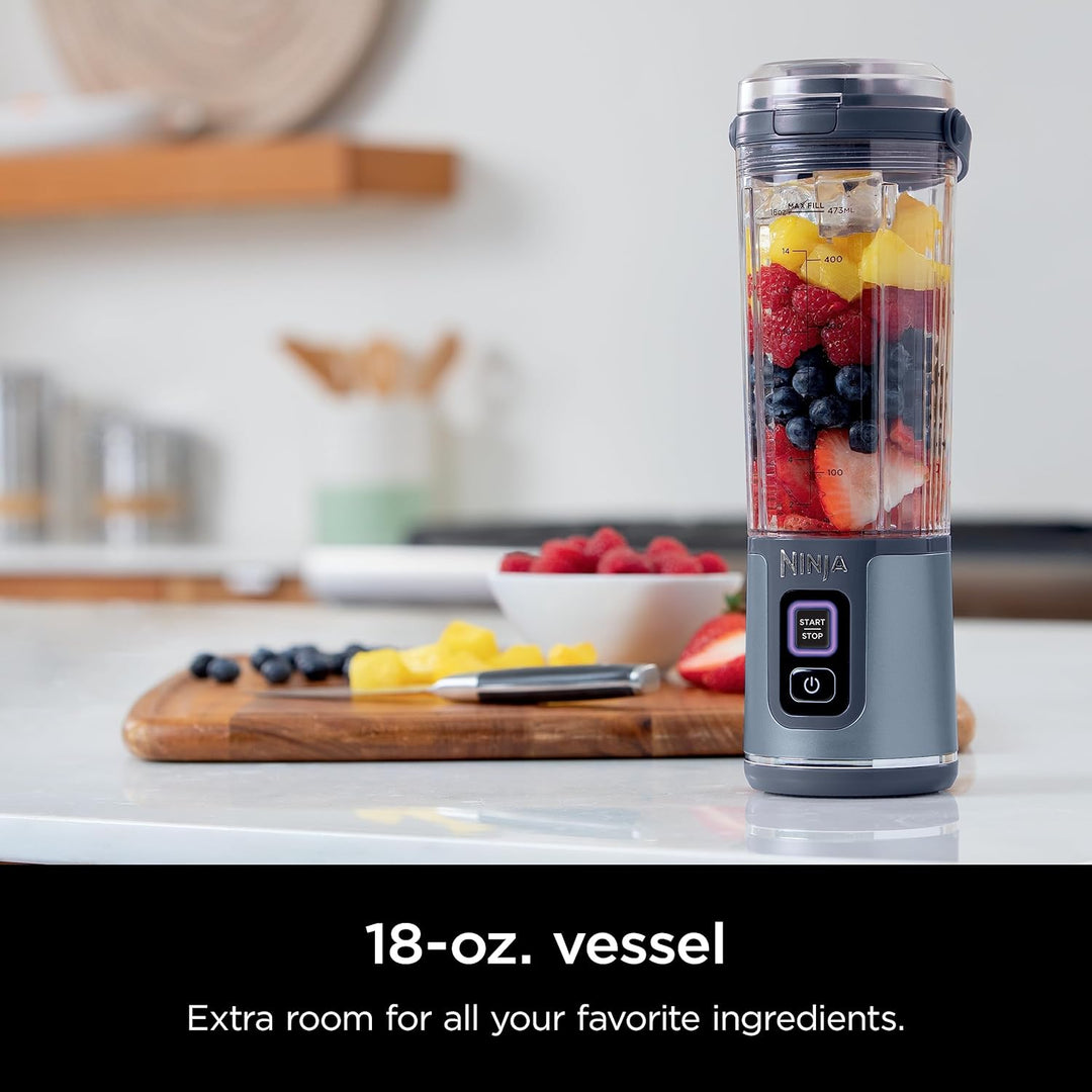 Ninja BC151NV Blast Portable Blender, Cordless, 18oz. Vessel, Personal Blender-for Shakes & Smoothies, BPA Free, Leakproof-Lid & Sip Spout, USB-C Rechargeable, Dishwasher Safe, Denim Blue (Renewed)