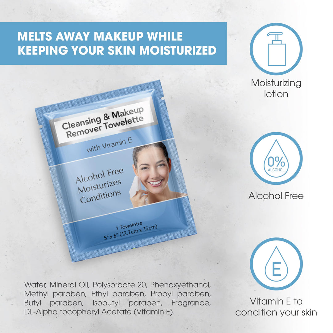 Diamond Wipes Makeup Remover Wipes, Alcohol Free Facial Cleansing Wipes with Vitamin E, Case of 250 Face Wipes