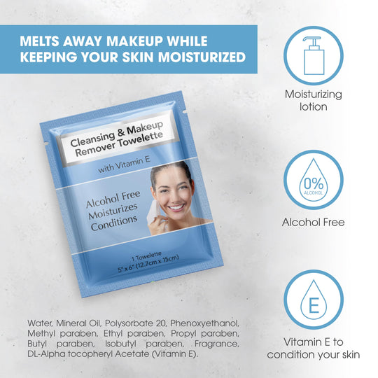 Diamond Wipes Makeup Remover Wipes, Alcohol Free Facial Cleansing Wipes with Vitamin E, Case of 250 Face Wipes