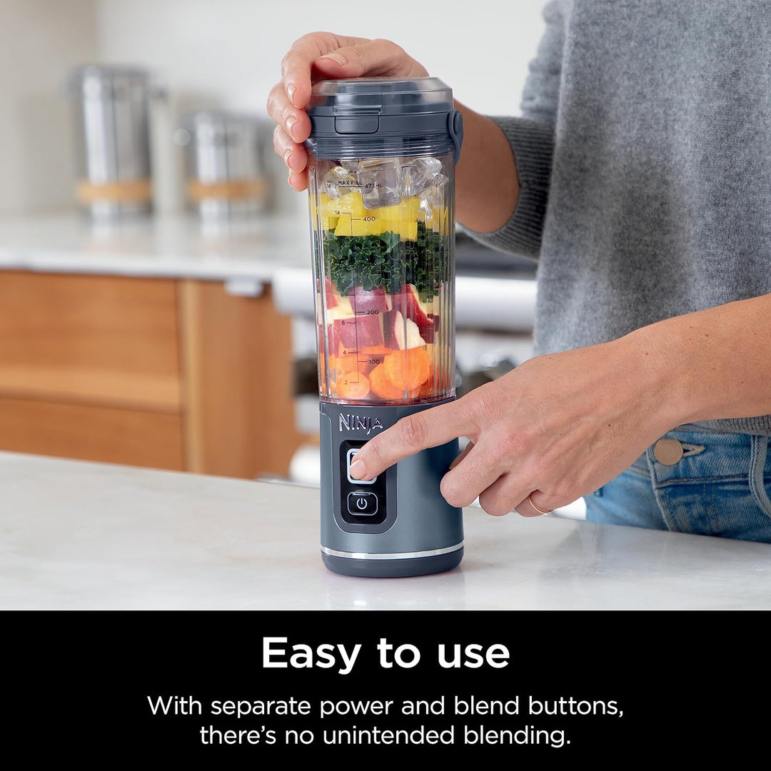 Ninja BC151NV Blast Portable Blender, Cordless, 18oz. Vessel, Personal Blender-for Shakes & Smoothies, BPA Free, Leakproof-Lid & Sip Spout, USB-C Rechargeable, Dishwasher Safe, Denim Blue (Renewed)