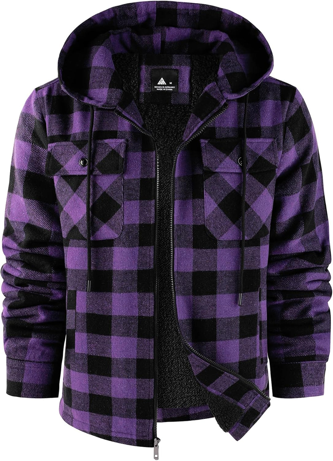 SCODI Mens Flannel Hooded Jacket Sherpa Lined Zip Up Hoodies for Men Plaid Shirt Jackets Warm Thick Fleece Coat with Pocket