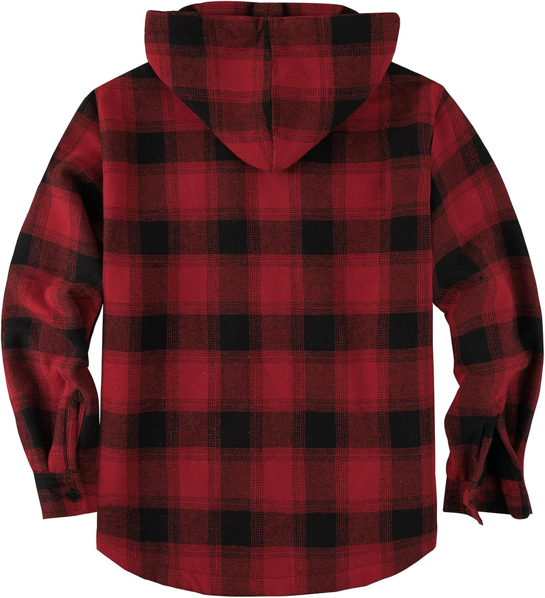 SCODI Mens Flannel Hooded Jacket Sherpa Lined Zip Up Hoodies for Men Plaid Shirt Jackets Warm Thick Fleece Coat with Pocket