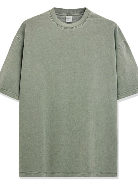 Men's Full Size Round Neck Washed T-Shirt Plus Size