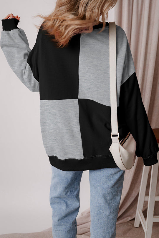 Colorblock Crewneck Henley Sweatshirt