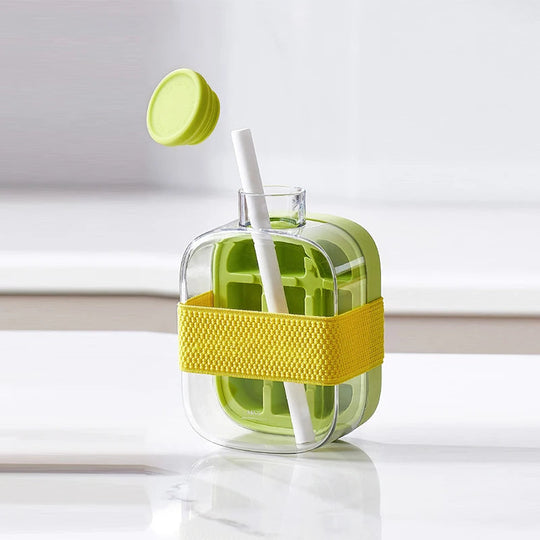 Ice Tray Ice Cube Mold Press Ice Maker With Lid 2-in-1 Ice Cube Bottle Food Grade Ice Making Straw Dual-use Ice Kettle
