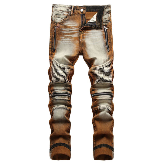 Men's Stretch Zipper Personalized Fashion Slim-fit Pants