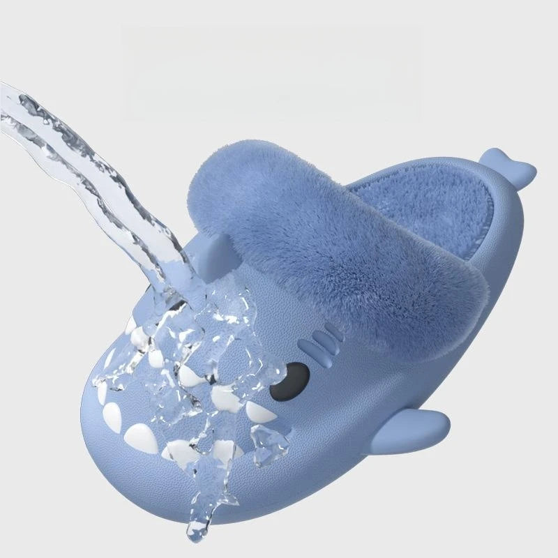 Winter Plush Shark Slippers Boys Men - # BOAA73410003