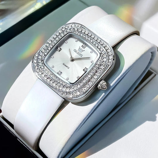 Women's Square Leather Quartz Watch Waterproof Elegant