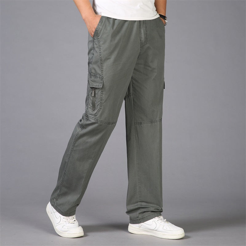 Men's Pants Korean Style Loose Straight Leg Cargo Pocket