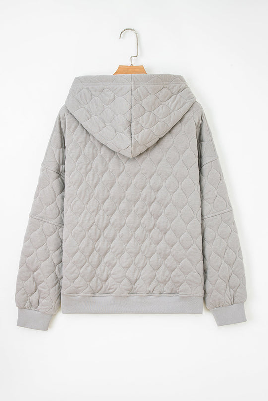 Plus Size Solid Quilted Quarter Zip Hoodie