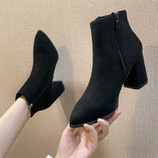 Women's Stacked Heel Ankle Bootie Shoes