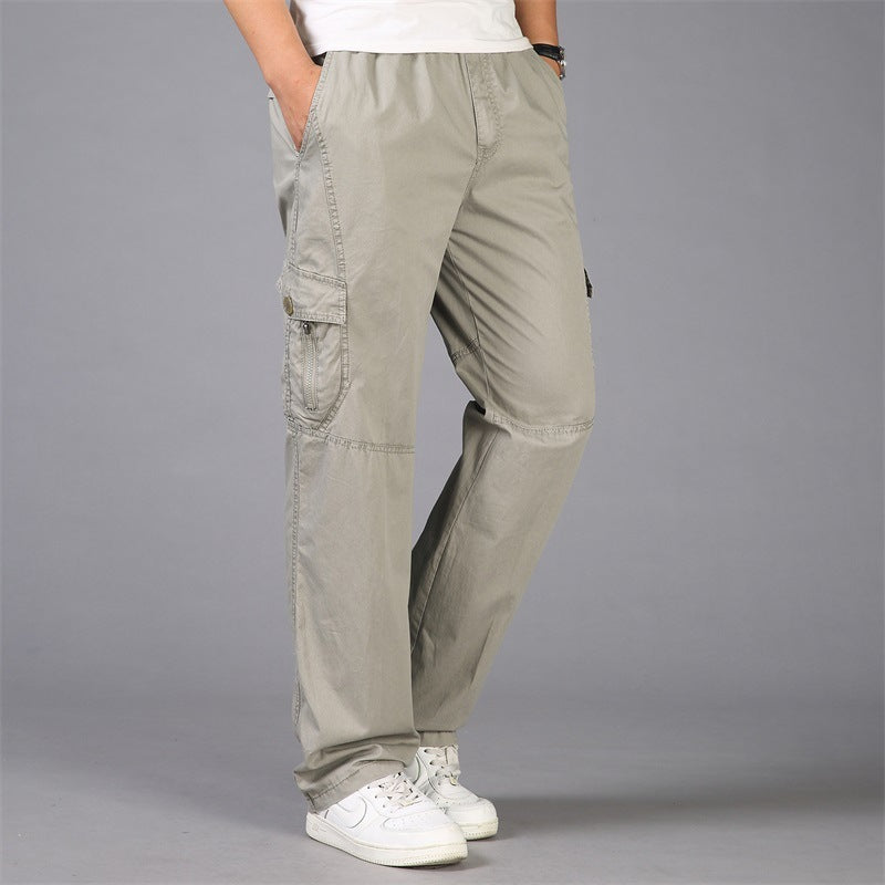 Men's Pants Korean Style Loose Straight Leg Cargo Pocket