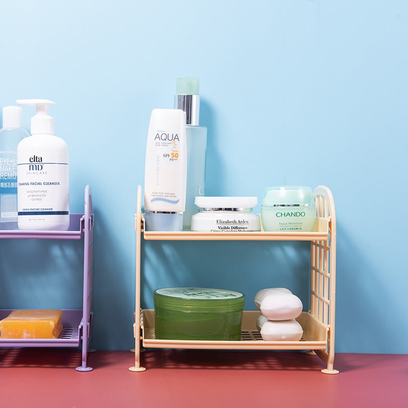 Double Storage Rack Kitchen Small Shelf Desktop Storage Rack Bathroom Sink Plastic Organizing Rack