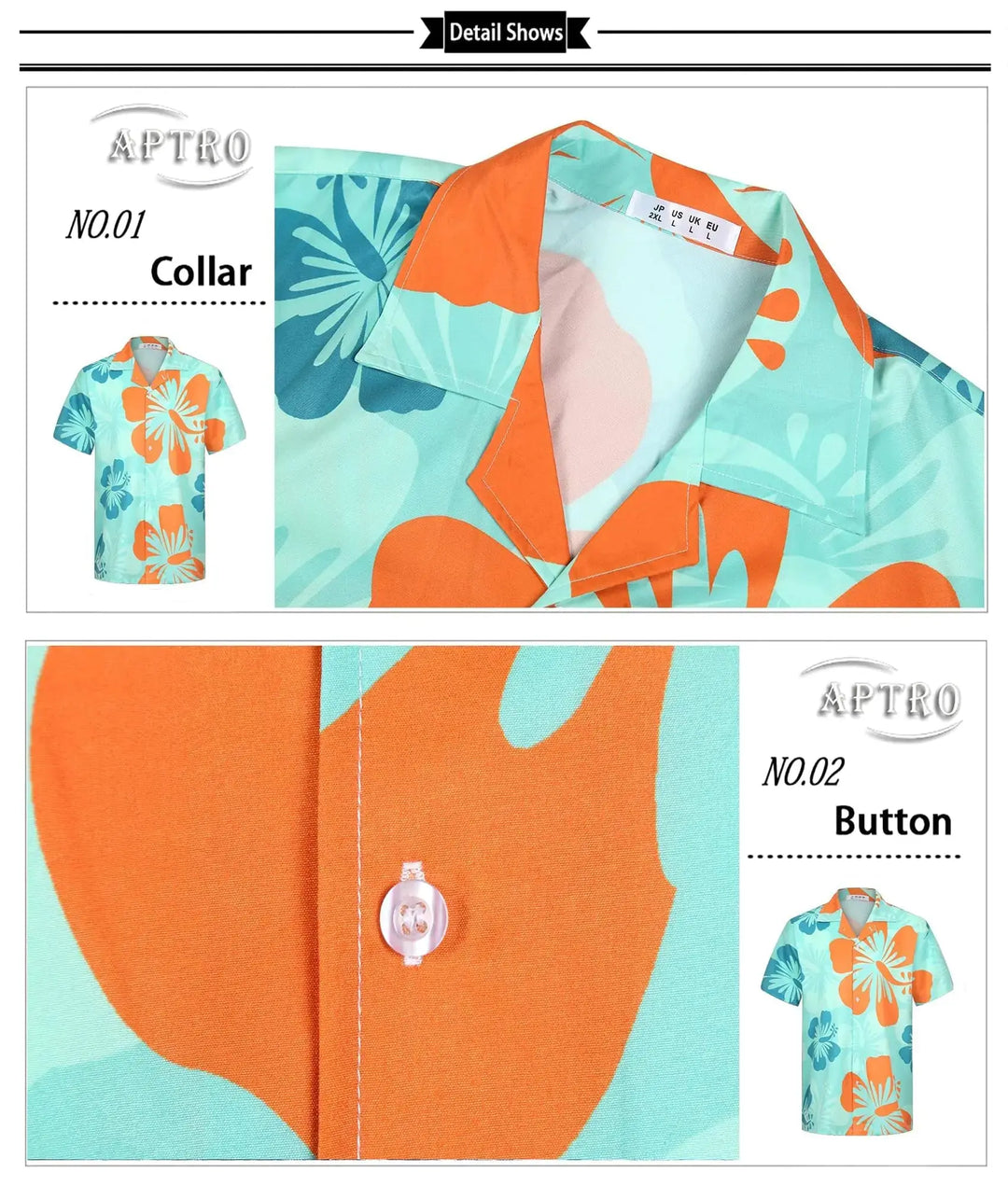 APTRO Men's Hawaiian Shirt Summer Beach Tropical Short Sleeve Button Down Shirt Hibiscus Green 2X