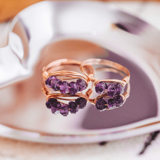 Amethyst Crystal Wire Ring by Salt and Sparkle