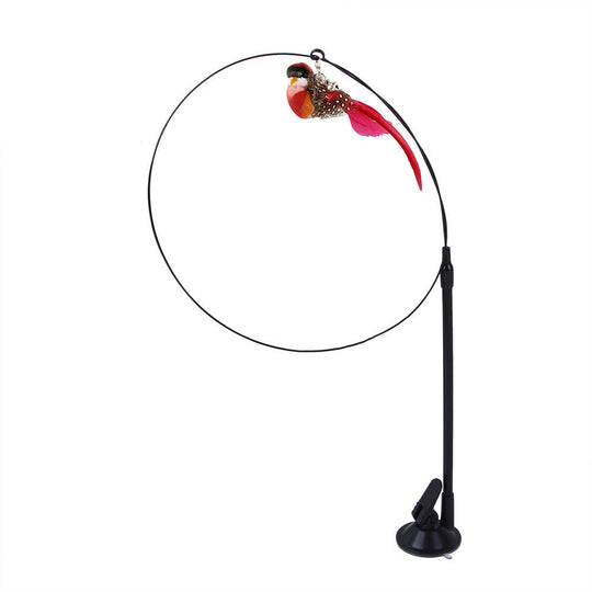 Suction cup cat toy stick that can be attached and held with steel wire multi head interchangeable cat toy and pet supplies