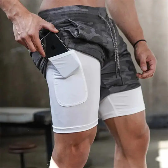 Camo 2-in-1 Running Shorts For Men