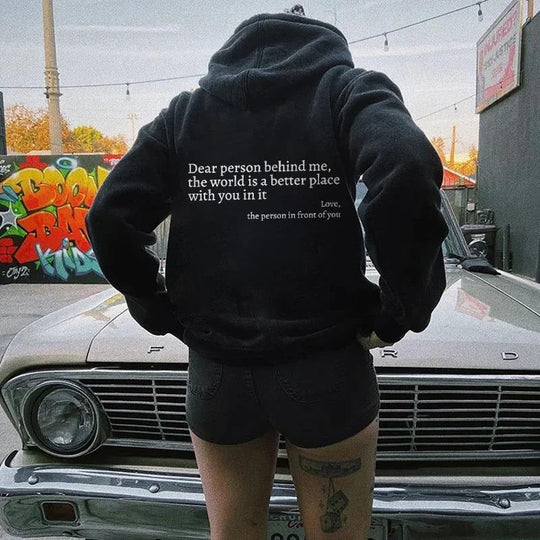 ''Dear Person Behind Me'' Plush Hoodie