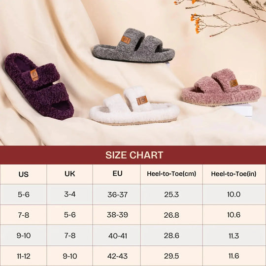 EverFoams Womens Fuzzy Open-toe Slippers | Soft Comfy Memory Foam Indoor House Shoes