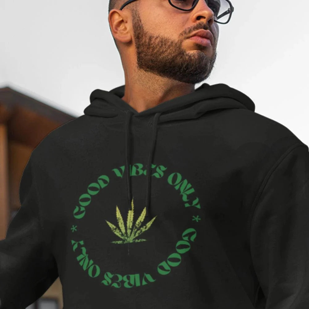 Good Vibes Only Hoodie Weed Emblem