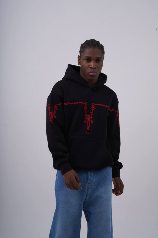 "Heartbeat" Embroidered Graphic Hoodie