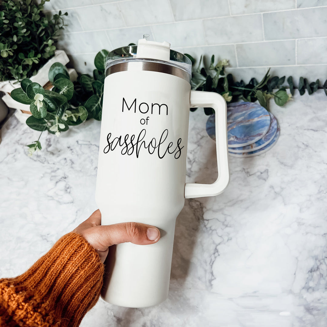 40oz Insulated Travel Tumbler With Handle Lid Straw - Funny Mom Gift Mug