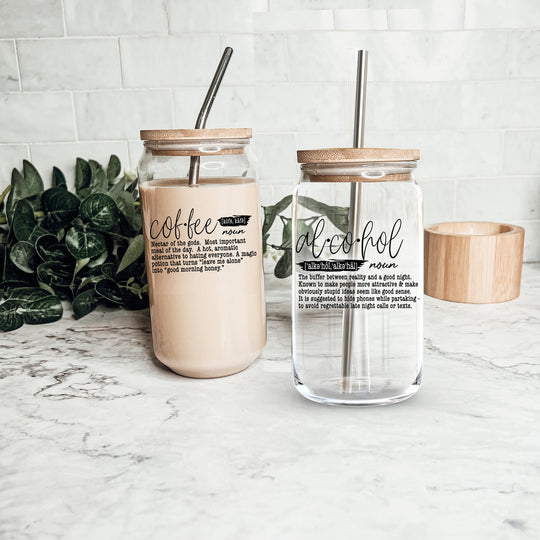 17oz Glass Tumbler With Bamboo Lid And Straw Reusable Insulated Cup For Coffee Tea Beer