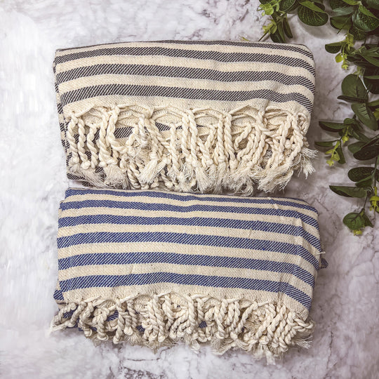 Nautical Turkish Towel 180GSM Cotton Peshtemal Beach Towel Light Quick Dry
