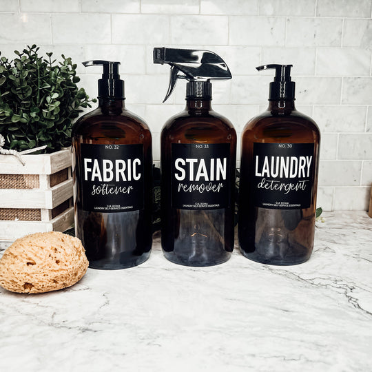 32 Oz Amber Glass Reusable Dispenser Bottle For Soap Laundry Mouthwash Refillable Pump Included