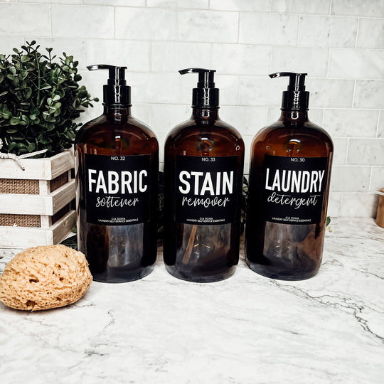 32 Oz Amber Glass Reusable Dispenser Bottle For Soap Laundry Mouthwash Refillable Pump Included