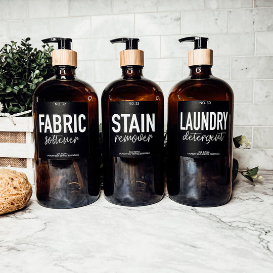 32 Oz Amber Glass Reusable Dispenser Bottle For Soap Laundry Mouthwash Refillable Pump Included