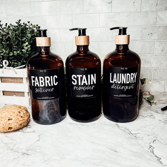 32 Oz Amber Glass Reusable Dispenser Bottle For Soap Laundry Mouthwash Refillable Pump Included