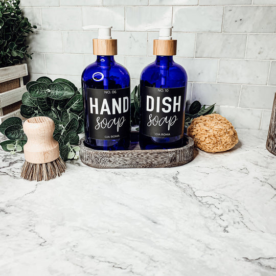 16oz Glass Tumbler Blue With Black Label - Reusable BPA Free Drinking Cup