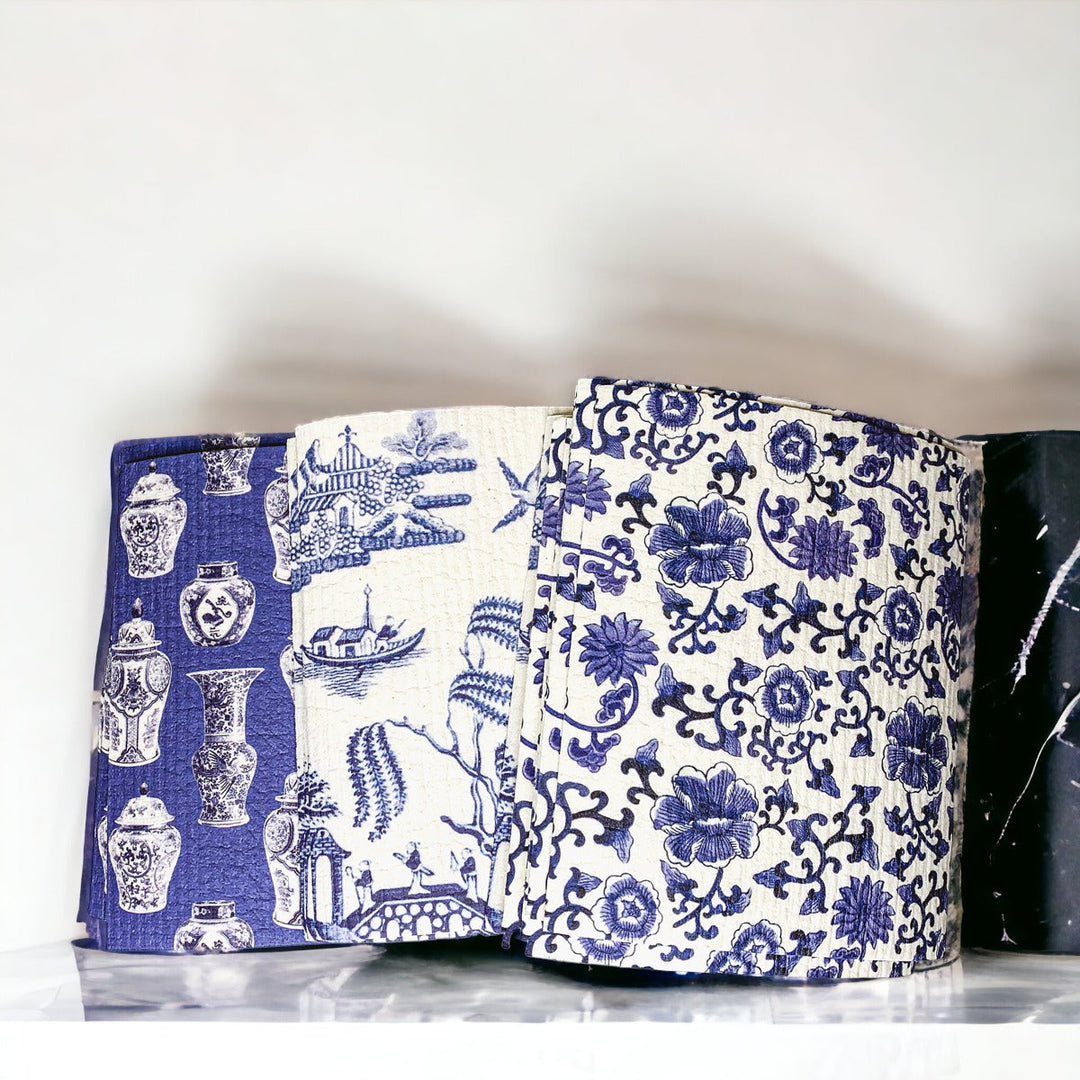 Chinoiserie Eco Kitchen Cloths - Biodegradable Cellulose Cotton, 3 Designs
