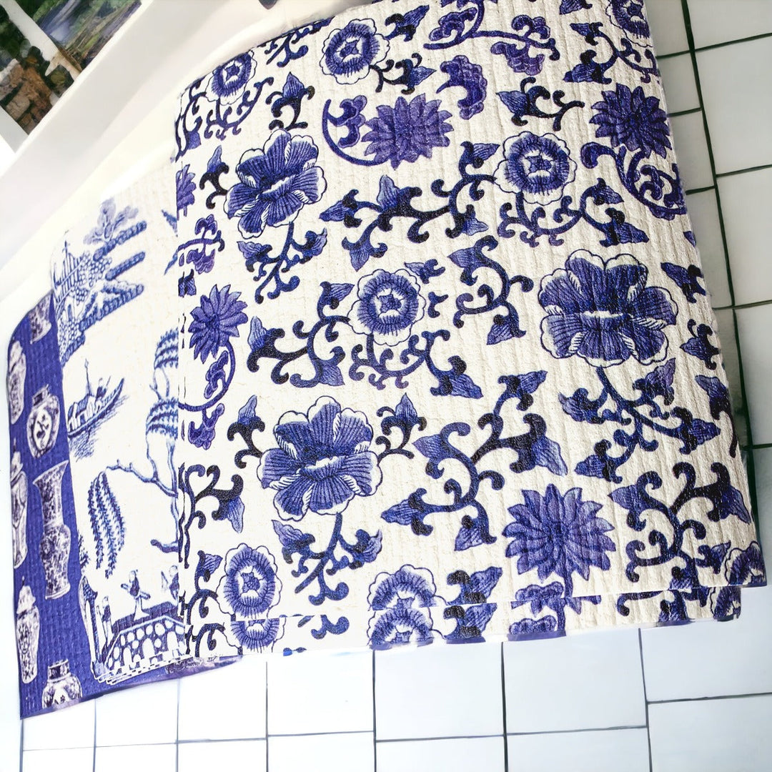 Chinoiserie Eco Kitchen Cloths - Biodegradable Cellulose Cotton, 3 Designs