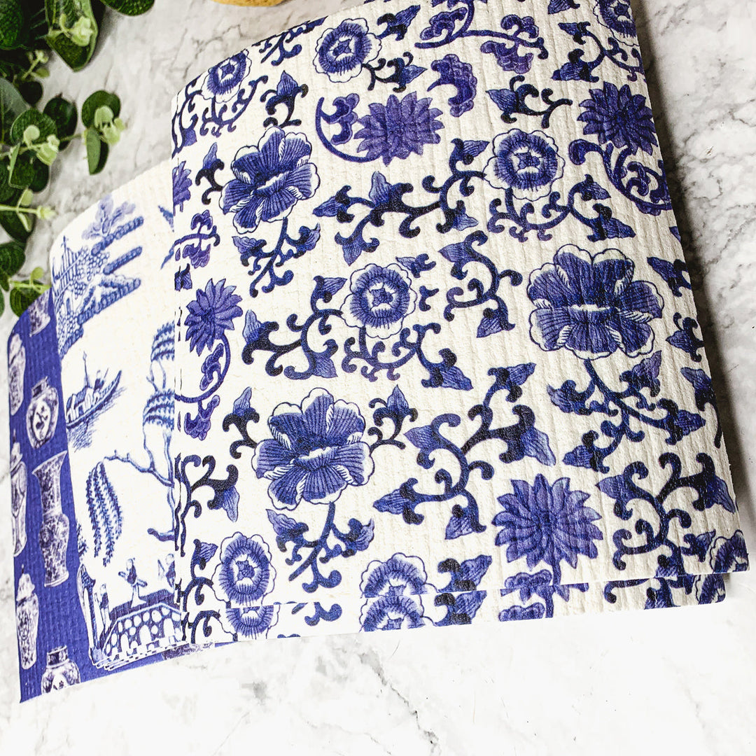 Chinoiserie Eco Kitchen Cloths - Biodegradable Cellulose Cotton, 3 Designs