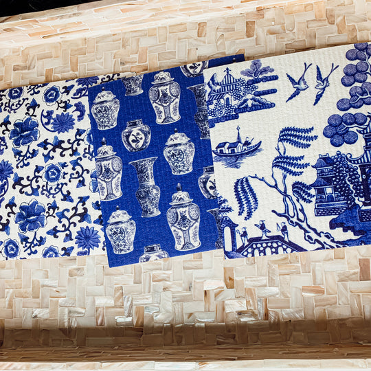 Chinoiserie Eco Kitchen Cloths - Biodegradable Cellulose Cotton, 3 Designs
