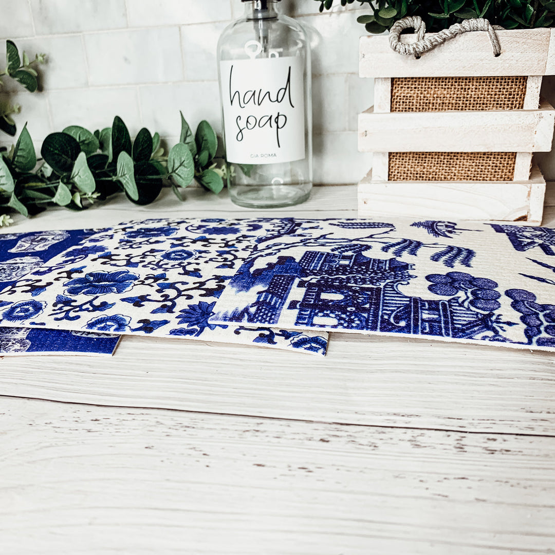 Chinoiserie Eco Kitchen Cloths - Biodegradable Cellulose Cotton, 3 Designs