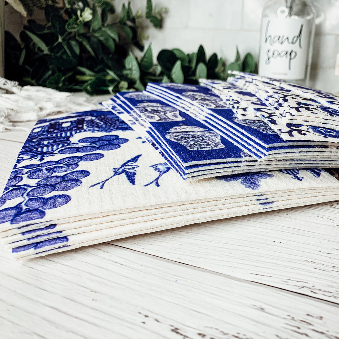Chinoiserie Eco Kitchen Cloths - Biodegradable Cellulose Cotton, 3 Designs