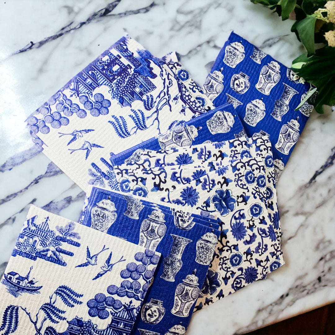 Chinoiserie Eco Kitchen Cloths - Biodegradable Cellulose Cotton, 3 Designs