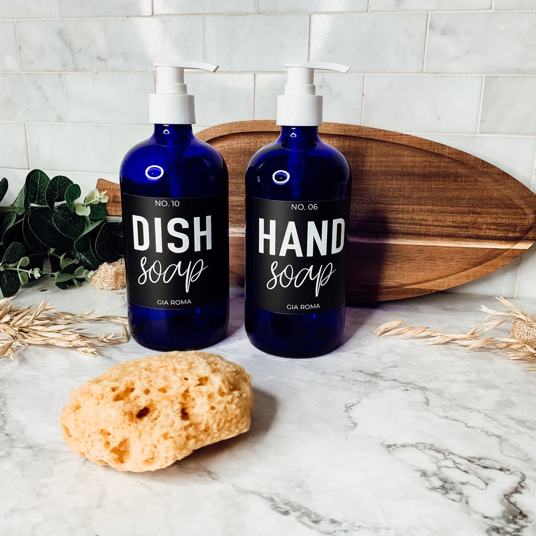 16oz Glass Tumbler Blue With Black Label - Reusable BPA Free Drinking Cup