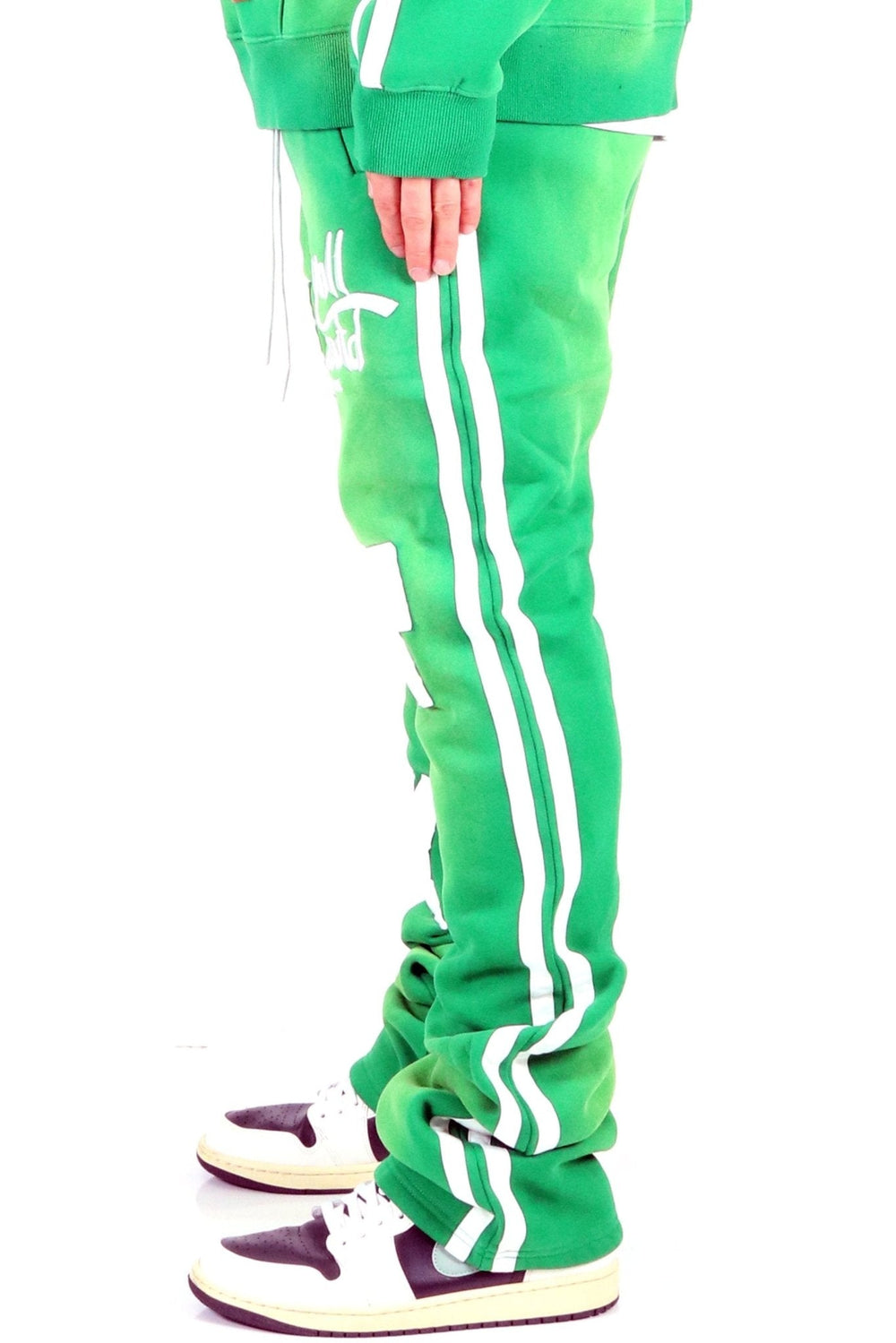 PINE Heavy weight brushed vintage washing skinny flare stacked pants