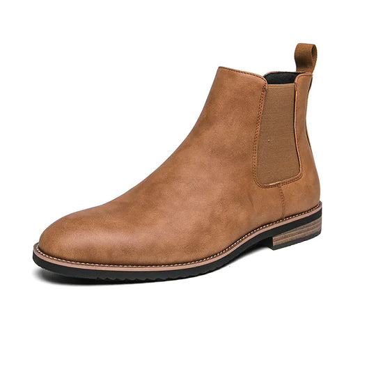 Men's Plus Size High-Top Pointed Leather Chelsea Boots