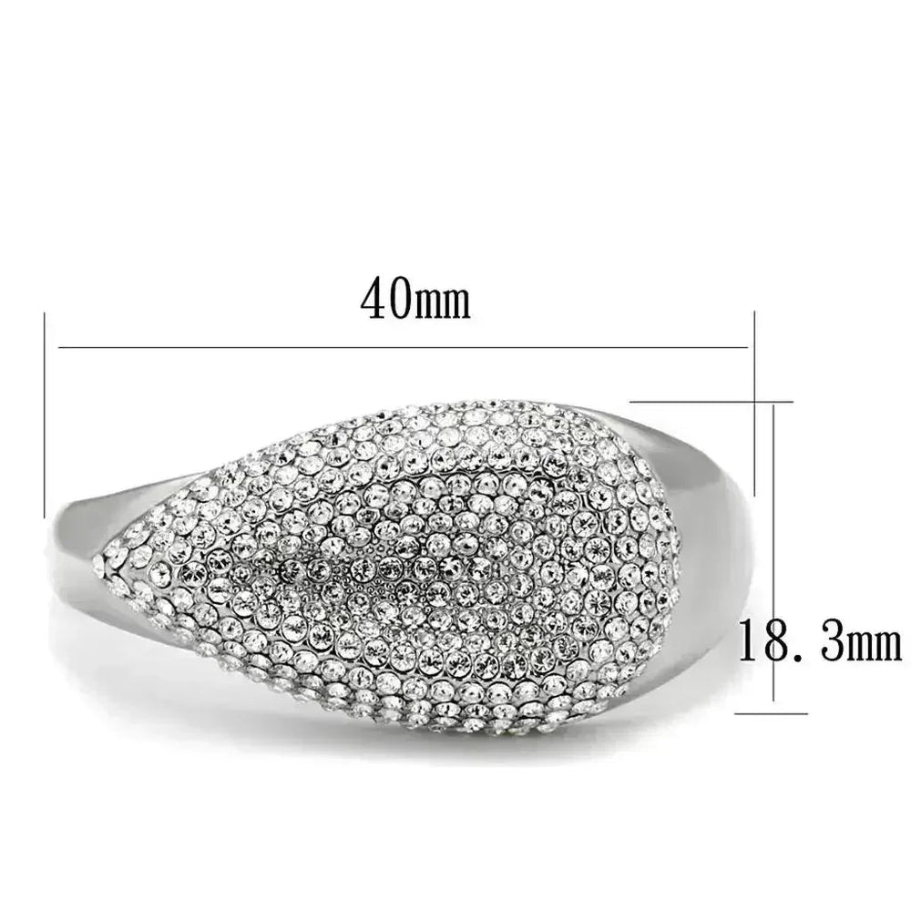 Rhodium-Plated Brass Ring – Dazzling Crystal Statement Piece