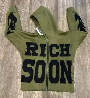 Letter Embroidered Oversized Hoodie Men