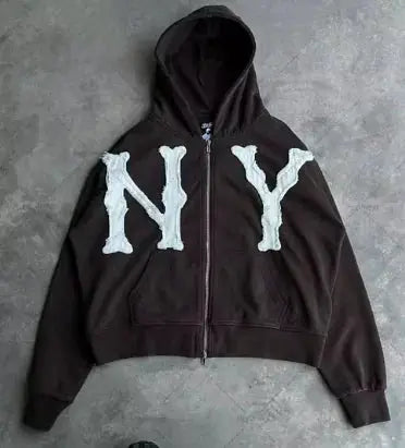 Letter Embroidered Oversized Hoodie Men