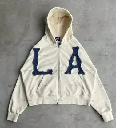 Letter Embroidered Oversized Hoodie Men